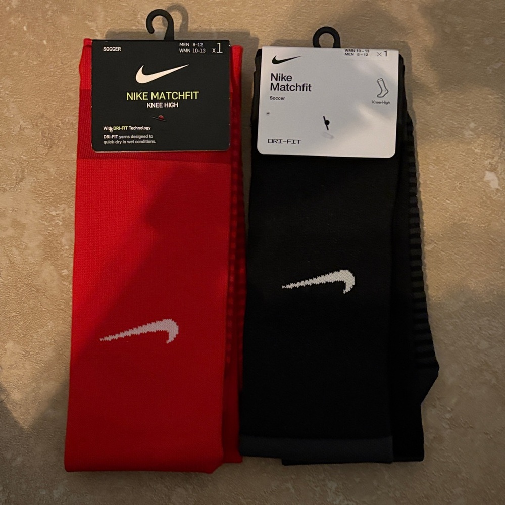 Nike Matchfit Knee High Soccer Socks - Red & Black